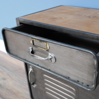 Close up of Industrial Metal Cabinet with Drawer Open