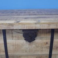 Close up of metal latch and embellishments 