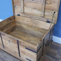 Wooden & Metal Trunk Open 