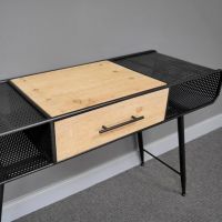 Side View of Retro Style Metal & Fir Wood Desk