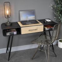 Retro Style Metal & Fir Wood Desk