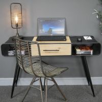 Retro Style Metal & Fir Wood Desk in Situ