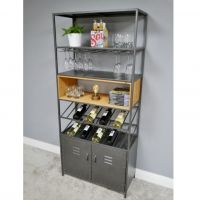 Metal & Fir Wood Industrial Wine Cabinet in Situ