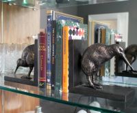 Metal Bird Book Ends in Situ