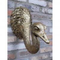 Reverse Side of Brushed Gold Ostrich Head Wall Bust