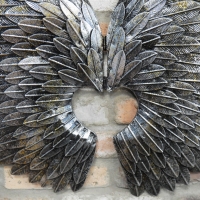 Antique Silver Angel Wings Close Up