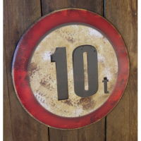 "10t" Metal House Sign on Wall