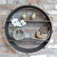 Close-Up of Industrial Hanging Wall Shelves Unit