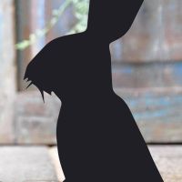 Close-up of the Black Finish on the Rabbit Iron Door Stop Close-up of the Black Finish on the Rabbit Iron Door Stop