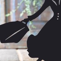 Close-up of the Black Finish on the Mary Poppins Iron Door Stop Close-up of the Black Finish on the Mary Poppins Iron Door Stop