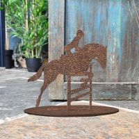 Show Jumping Horse Rustic Iron Door Stop in Situ in the Home Show Jumping Horse Rustic Iron Door Stop in Situ in the Home