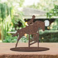 Show Jumping Rustic Garden Silhouette Ornament in Situ