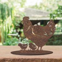 Rustic Hen & Chicks Silhouette Ornament in Situ