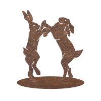 Boxing Hares Iron Door Stop in a Rustic Finish