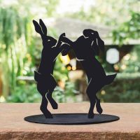 Boxing Hares Black Silhouette Ornament in Situ