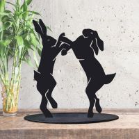 Boxing Hares Black Silhouette Ornament in Side in the Conservatory 