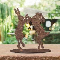 Boxing Hares Rustic Silhouette Ornament in Situ