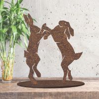 Boxing Hares Rustic Silhouette Ornament in Side in the Conservatory 