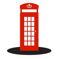 Red Telephone Box Iron Door Stop in Red & Black 