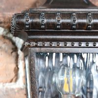 Close up of decorative trim and textured pane 