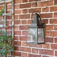"Augusta" Standard Solid Brass Wall Mounted Lantern in Situ