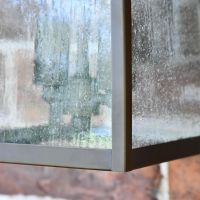 Close up of frame and textured pane