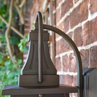 Close up of unique finial and supporting bracket 