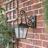 Traditional Dark Bronze Wall Lantern & Scrolled Bracket Traditional Dark Bronze Wall Lantern & Scrolled Bracket
