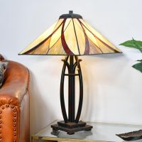 "Coltmoore" Dark Bronze Tiffany Lamp with Orange Glass Shade