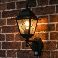 Digital illustration of "Sheringham" Traditional Black Wall Lantern With PIR Sensor