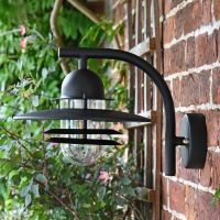Modern Black Overhanging Wall Light & Curved Bracket