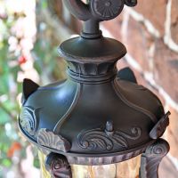 Close up of filigree detailing on lantern top 