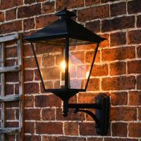 Digital illustration of illuminated "Brooksby" Large Black Simplistic Victorian Wall Lantern Digital illustration of illuminated "Brooksby" Large Black Simplistic Victorian Wall Lantern