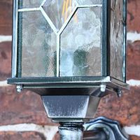 Close up of bevelled pane and lantern frame 