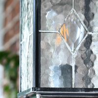Close up of bevelled pane and decorative feature 