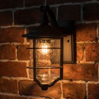 Digital illustration of Nautical Hanging black lantern perfect for porch lit up at night