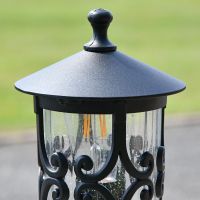 Close up of finial and scroll detailing 