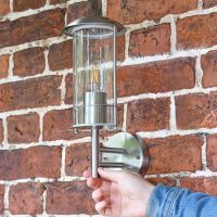 Contemporary Stainless Steel Wall Lantern to Scale
