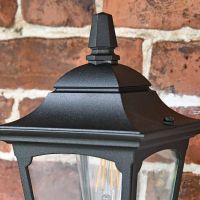 Black Traditional Wall Lantern Top & Clear Panes