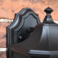 Close up of finial and wall mounted back 