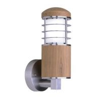 "Port Isaac" Contemporary Steel and Teak Wall Lantern "Port Isaac" Contemporary Steel and Teak Wall Lantern