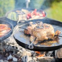 Close up of Three Barbeque Swing Arms 