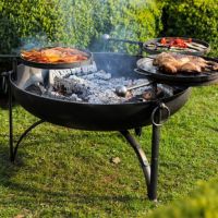 Simple "Plain Jane" Fire Bowl with Three Barbeque Swing Arm 