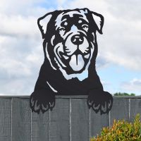 Black Rottweiler Leaning Fence Topper 