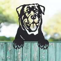 Fence Topper with Black Rottweiler 