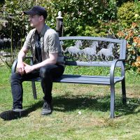 Running Horse Garden Bench with man