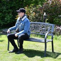 Flower Fairies cast iron bench with male for proportions 