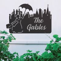 Mary Poppins Iron House Name Sign with Silver Vinyl