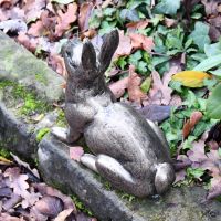 Rear View of Gold Finish Sitting Rabbit Sculpture 