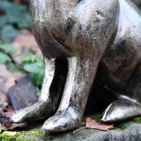 Close up of Gold Finish Sitting Rabbit Sculpture Legs 